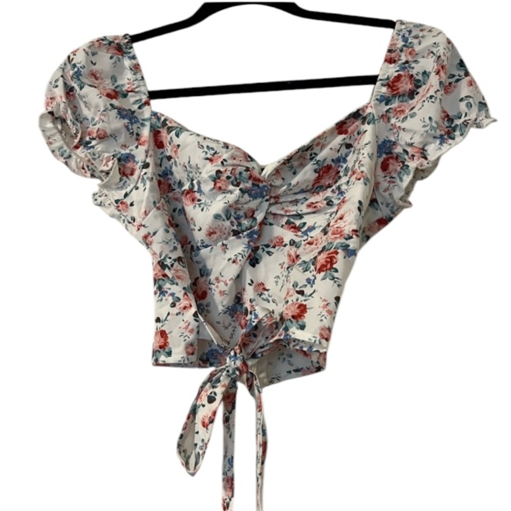 White Floral Crop top